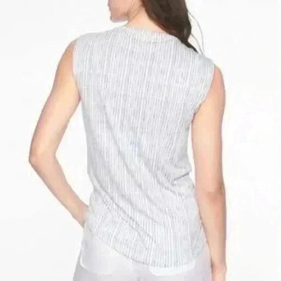 Athleta Breezy Muscle Tank Medium Gray and White - Picture 2 of 7